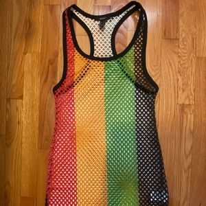 Womens rasta mesh tank